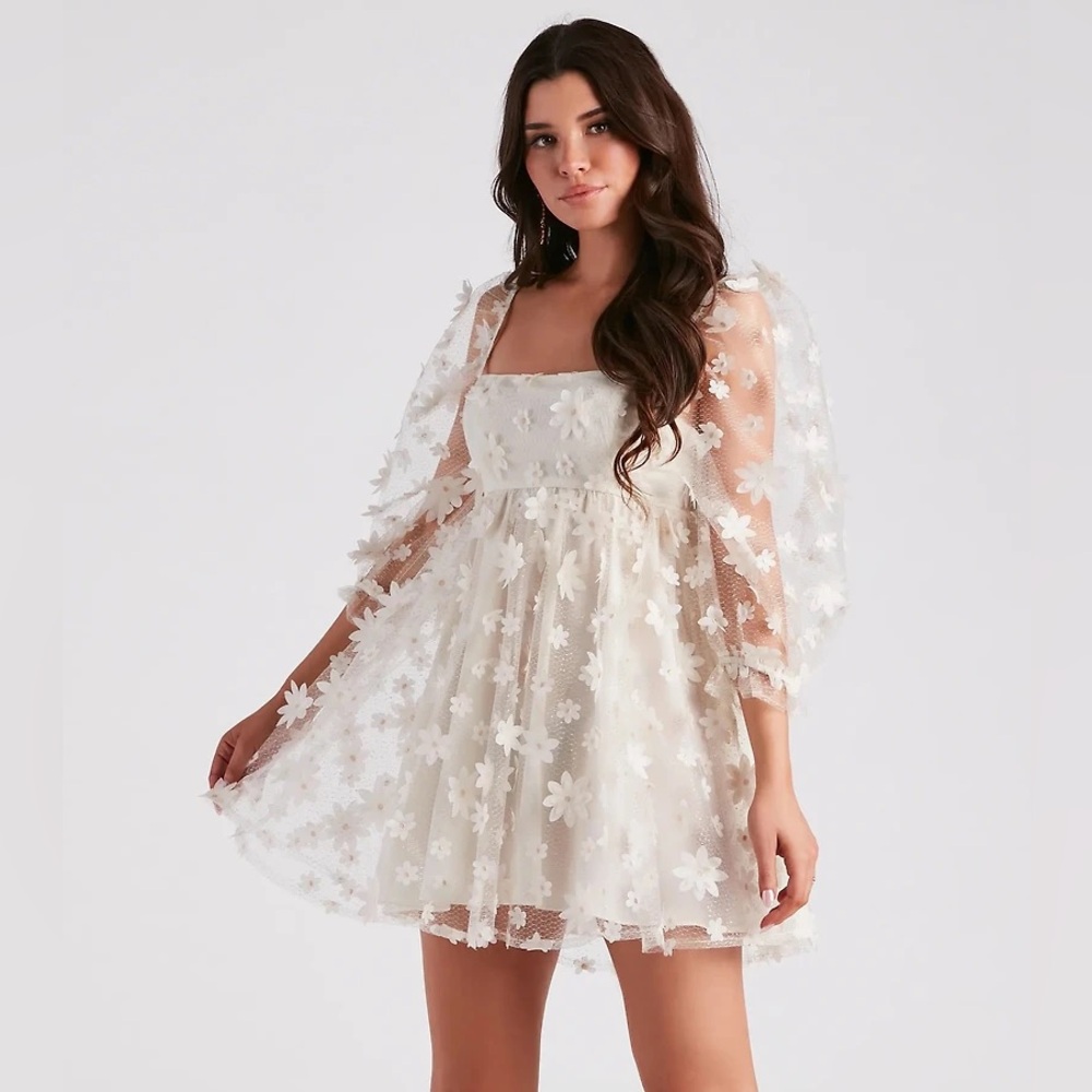 Floral Sheer Sleeve Dress